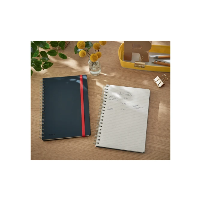 Notitieboek Leitz Cosy B5 160blz 100gr spiraal lijn grijs