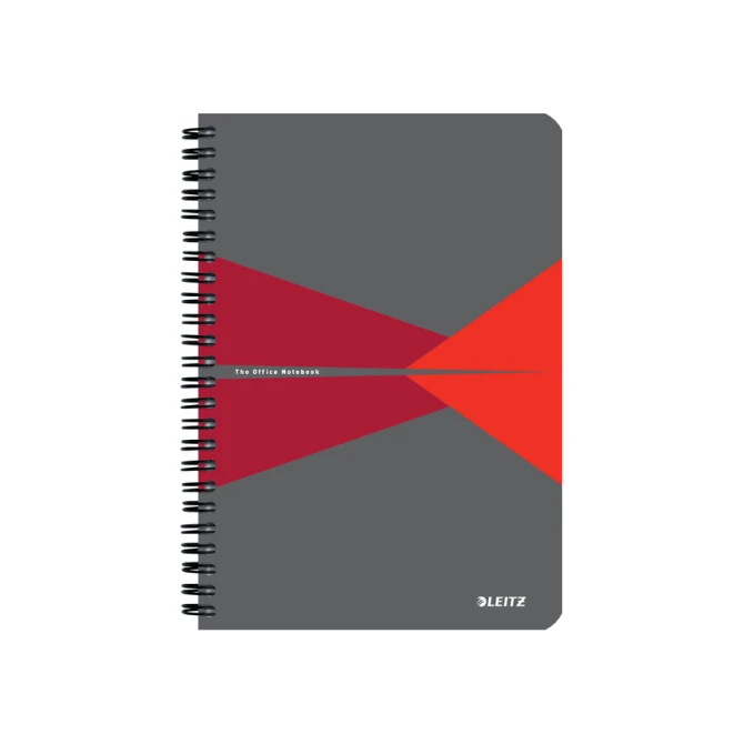 Notitieboek Leitz Office A5 lijn 180 pagina's 80gr grijs rood