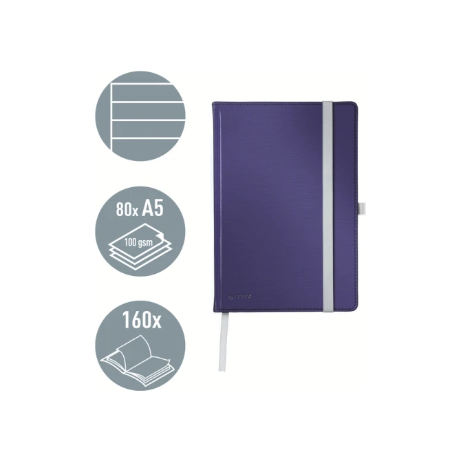 Notitieboek Leitz Style A5 lijn 160 pagina's 100gr blauw