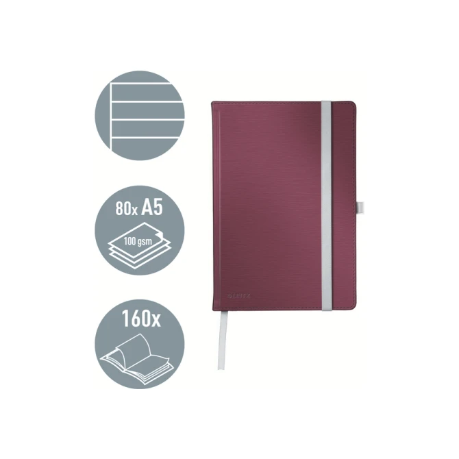 Notitieboek Leitz Style A5 lijn 160 pagina's 100gr rood