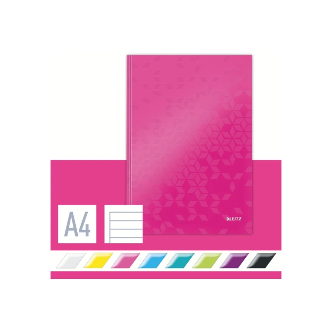 Notitieboek Leitz WOW A4 160 pagina's 90gr lijn roze