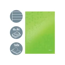 Notitieboek Leitz WOW A4 160blz 90gr lijn groen