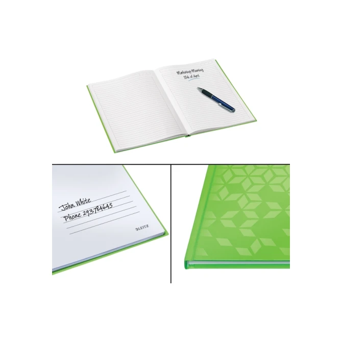 Notitieboek Leitz WOW A4 160blz 90gr lijn groen