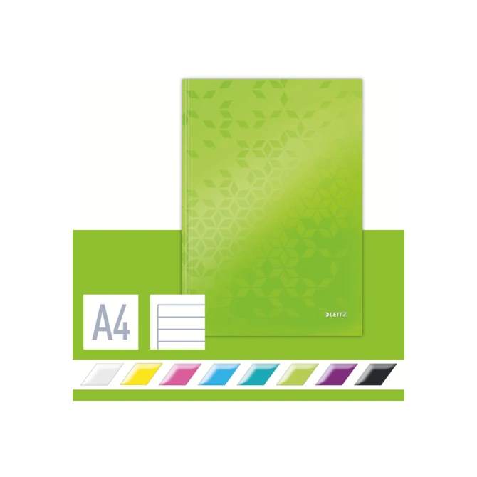 Notitieboek Leitz WOW A4 160blz 90gr lijn groen