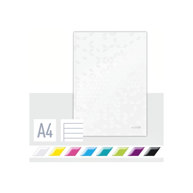 Notitieboek Leitz WOW A4 160blz 90gr lijn wit