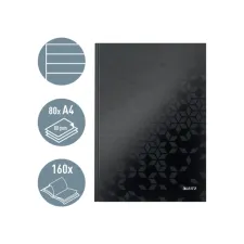 Notitieboek Leitz WOW A4 160blz 90gr lijn zwart