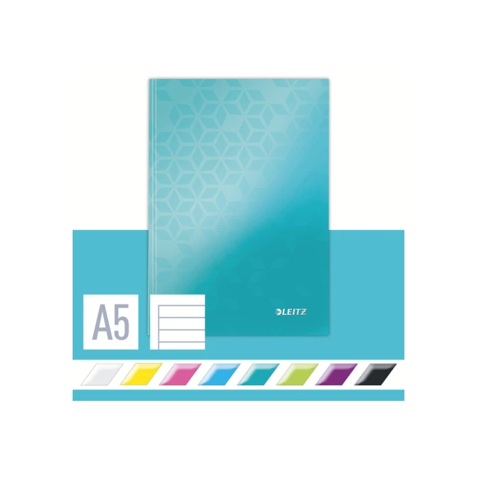 Notitieboek Leitz WOW A5 160blz 90gr lijn ijsblauw