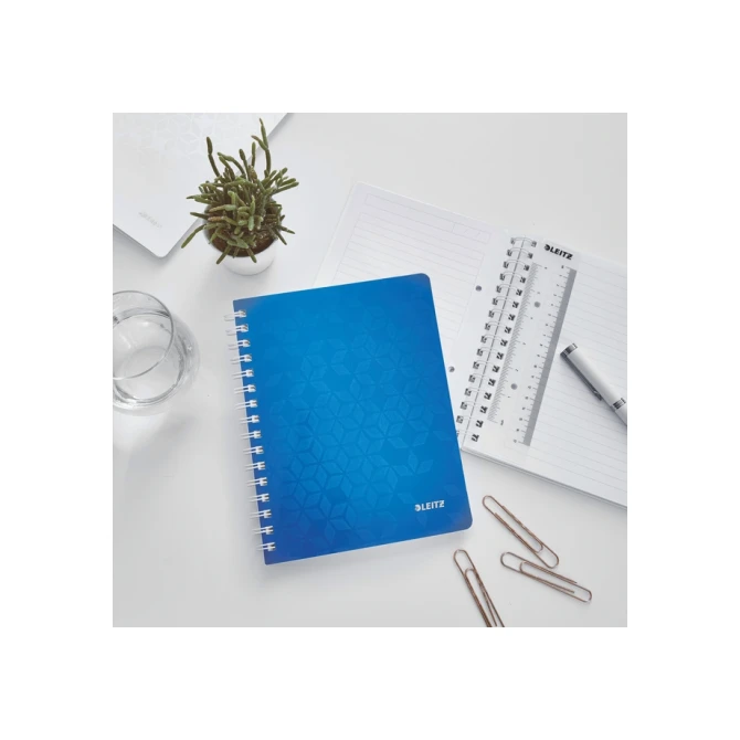 Notitieboek Leitz WOW A5 spiraal PP lijn blauw