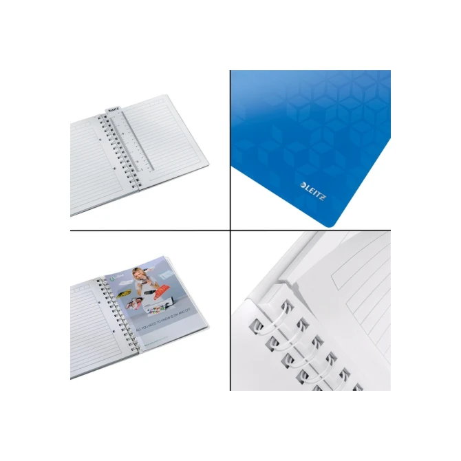 Notitieboek Leitz WOW A5 spiraal PP lijn blauw