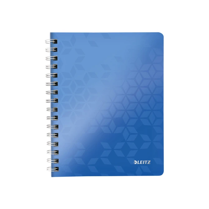 Notitieboek Leitz WOW A5 spiraal PP lijn blauw