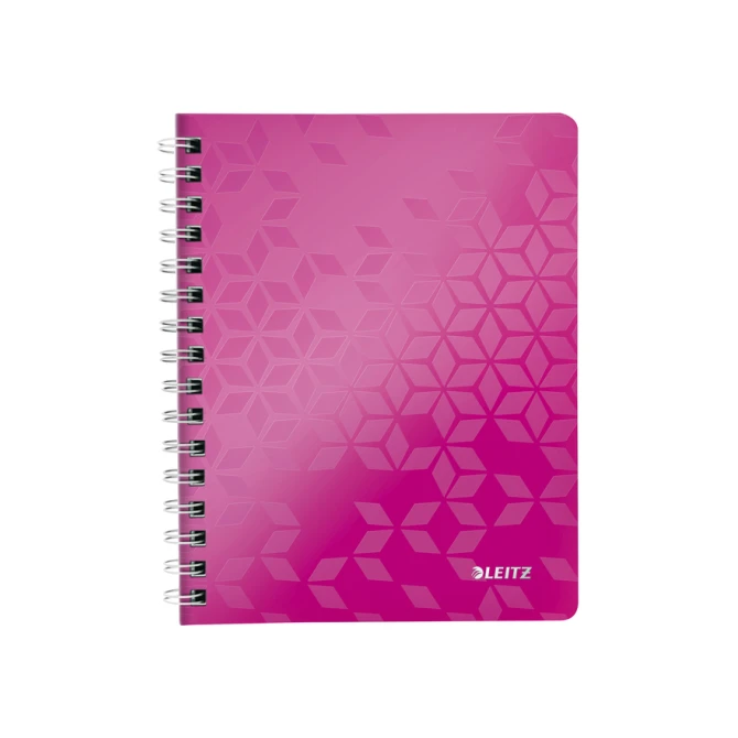Notitieboek Leitz WOW A5 spiraal PP lijn roze