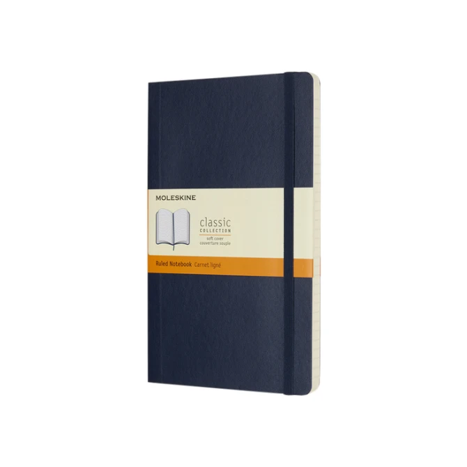 Notitieboek Moleskine large 130x210mm lijn soft cover sapphire blue