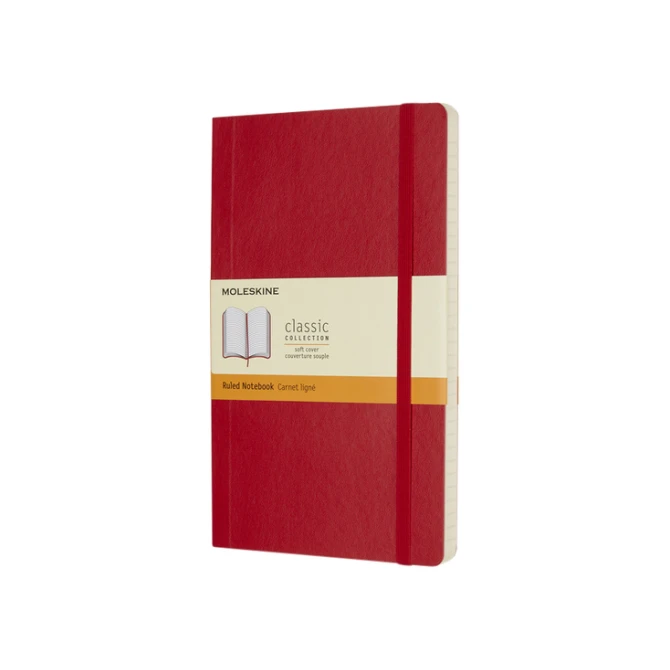 Notitieboek Moleskine large 130x210mm lijn soft cover scarlet red