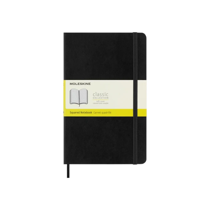 Notitieboek Moleskine large 130x210mm ruit 5x5mm soft cover zwart