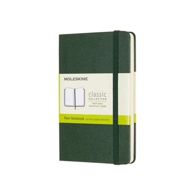 Notitieboek Moleskine pocket 90x140mm blanco hard cover myrtle green