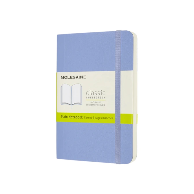 Notitieboek Moleskine pocket 90x140mm blanco soft cover hydrangea blue