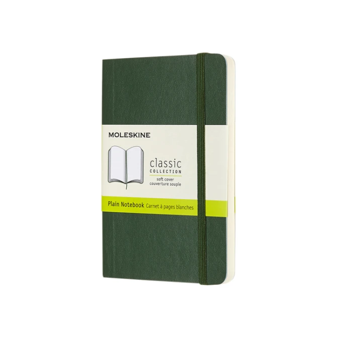 Notitieboek Moleskine pocket 90x140mm blanco soft cover myrtle green