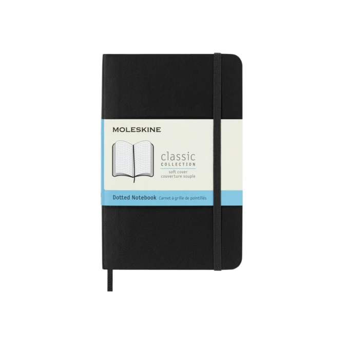 Notitieboek Moleskine pocket 90x140mm dots soft cover zwart