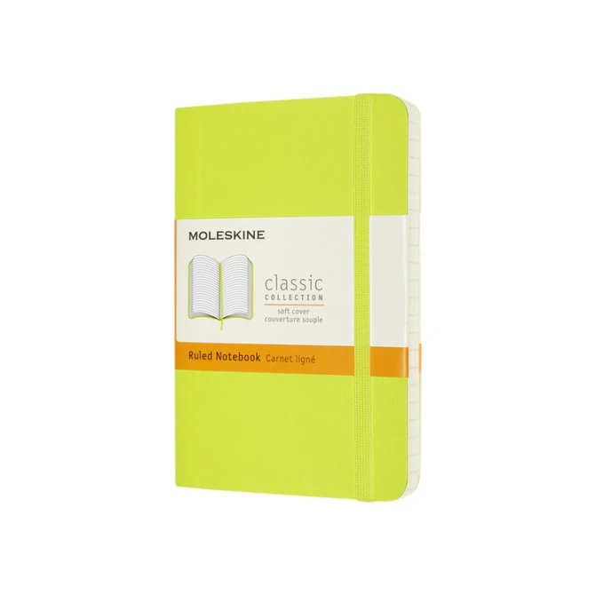 Notitieboek Moleskine pocket 90x140mm lijn soft cover lemon green