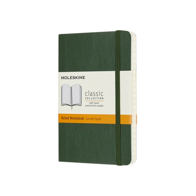 Notitieboek Moleskine pocket 90x140mm lijn soft cover myrtle green