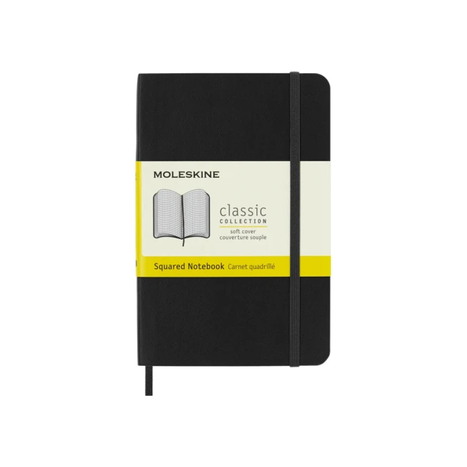 Notitieboek Moleskine pocket 90x140mm ruit 5x5mm soft cover zwart