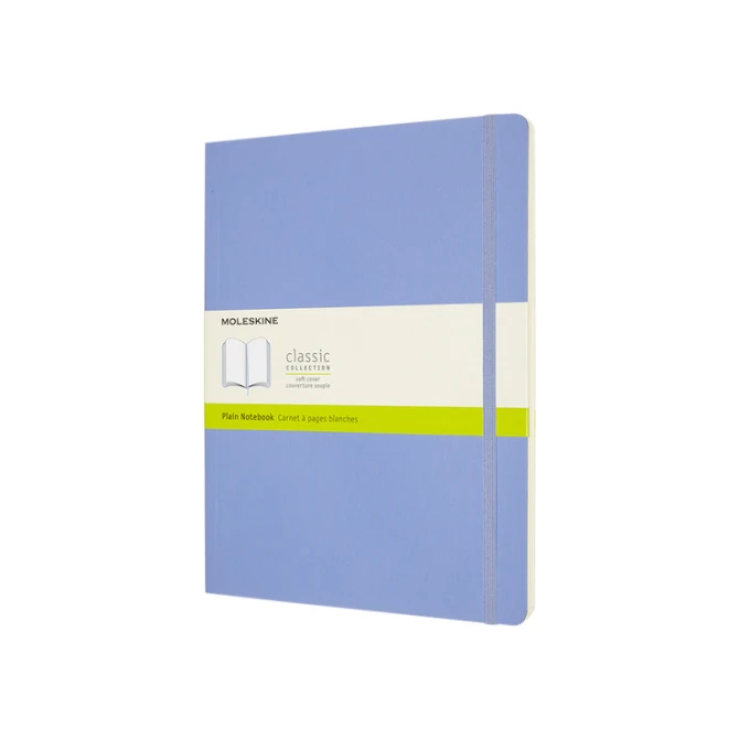 Notitieboek Moleskine XL 190x250mm blanco soft cover hydrangea blue