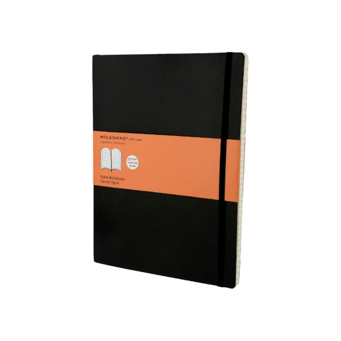 Notitieboek Moleskine XL 190x250mm lijn soft cover zwart