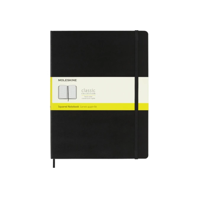 Notitieboek Moleskine XL 190x250mm ruit 5x5 hard cover zwart