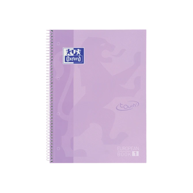 Notitieboek Oxford Touch Europeanbook A4+ 4-gaats lijn 80vel pastel paars