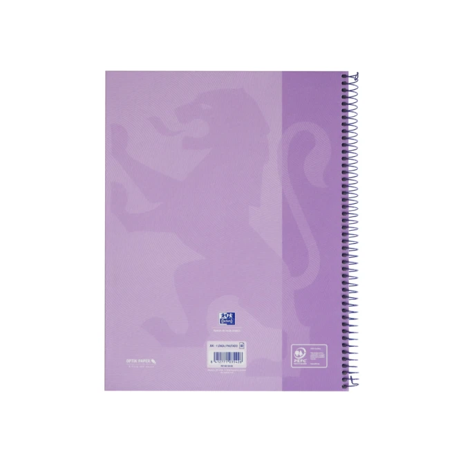 Notitieboek Oxford Touch Europeanbook A4+ 4-gaats lijn 80vel pastel paars