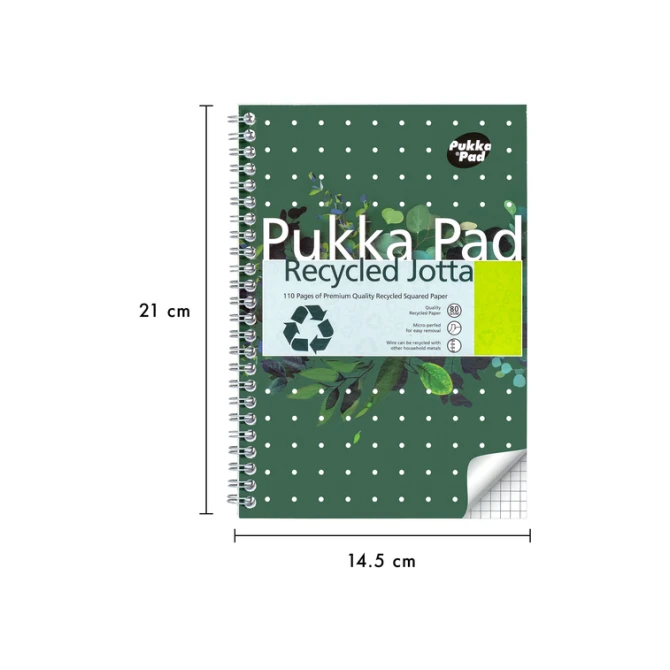 Notitieboek Pukka Pad Jotta A5 ruit 5x5mm 110 pagina's 80gr groen