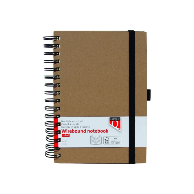 Notitieboek Quantore A5 spiraal lijn 192blz 80gr kraft