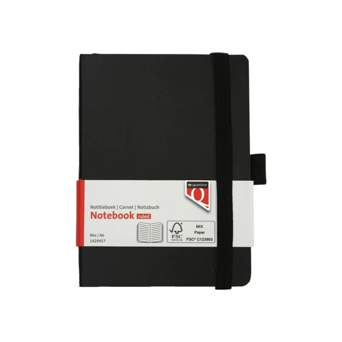 Notitieboek Quantore A6 flex lijn 192blz 80gr zwart