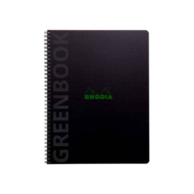 Notitieboek Rhodia Greenbook A4+ lijn 4-gaats 180 pagina's 90gr zwart