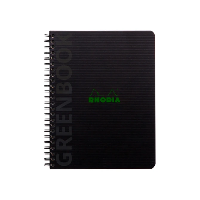 Notitieboek Rhodia Greenbook A5 lijn 6-gaats 180 pagina's 90gr zwart