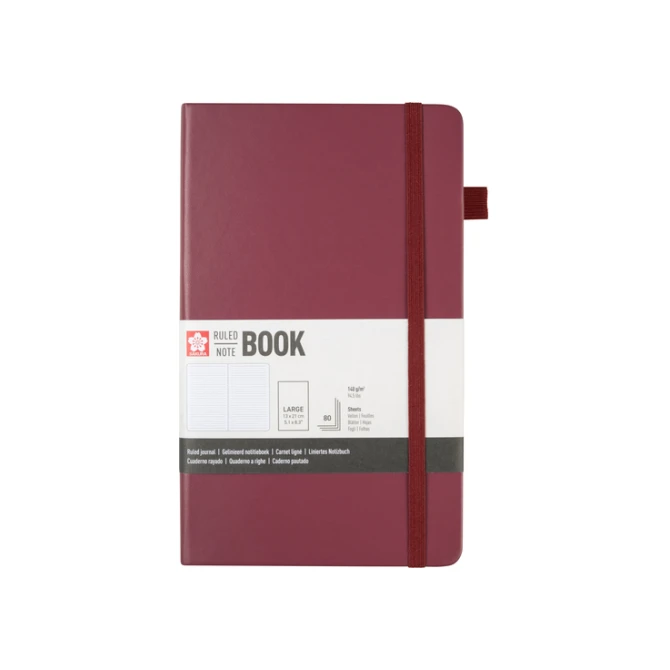 Notitieboek Sakura large 130x210mm lijn hard cover moerbei