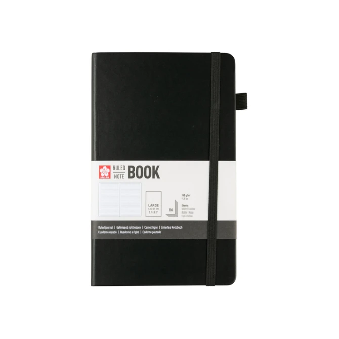 Notitieboek Sakura large 130x210mm lijn hard cover zwart