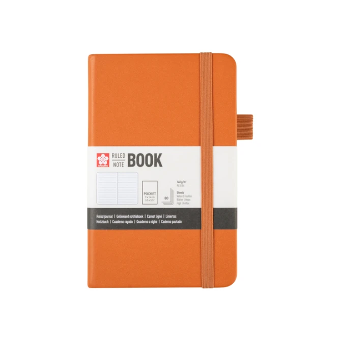 Notitieboek Sakura pocket 90x140mm lijn hard cover amber