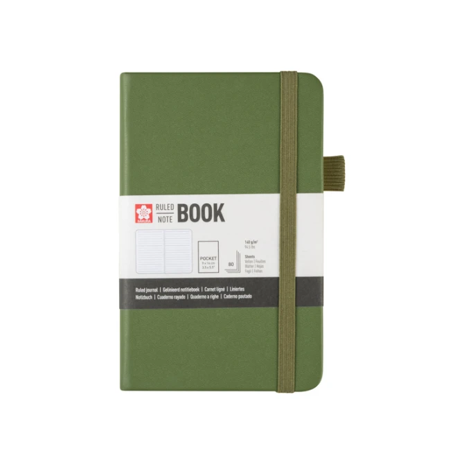 Notitieboek Sakura pocket 90x140mm lijn hard cover dennennaald