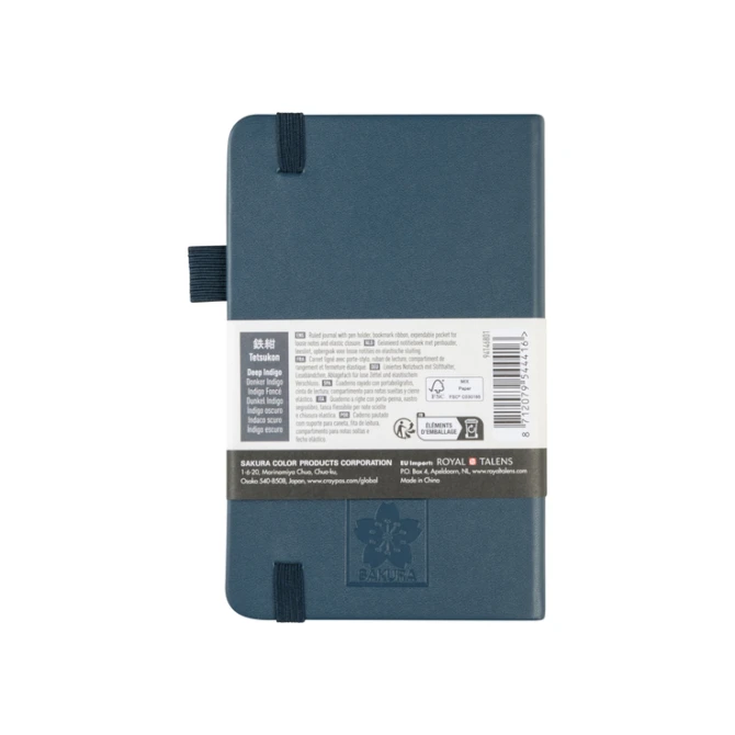 Notitieboek Sakura pocket 90x140mm lijn hard cover donker indigo