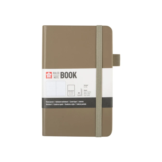 Notitieboek Sakura pocket 90x140mm lijn hard cover sintel