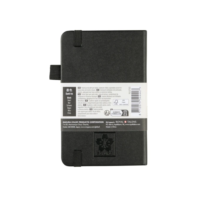 Notitieboek Sakura pocket 90x140mm lijn hard cover zwart