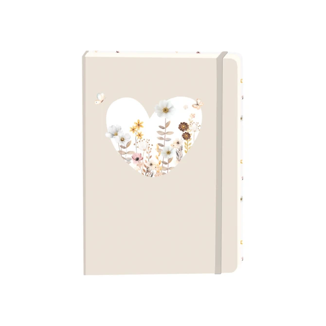 Notitieboek wit hart A5 lijn 92 pagina's softcover beige