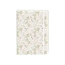 Notitieboek witte bloemen A5 lijn 92 pagina's softcover creme