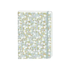 Notitieboek witte bloemen A5 lijn 92 pagina's softcover grijs