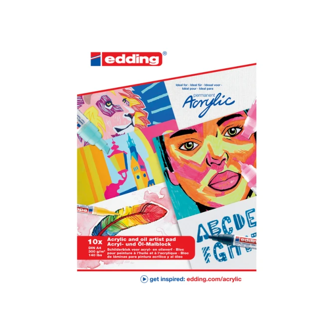 Olie- en Acrylblok edding 30010 A4 10 vel 300 gram wit