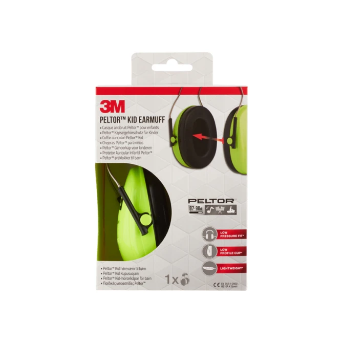 Oorkap 3M Peltor voor kinderen  H510AK (87-98 dB) neongroen