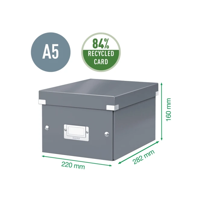Opbergdoos Leitz Click & Store WOW klein gerecycled karton 220x160x282mm wit