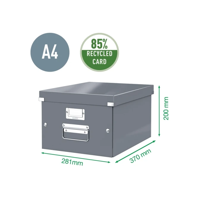 Opbergdoos Leitz Click & Store WOW middel gerecycled karton 281x200x370mm wit
