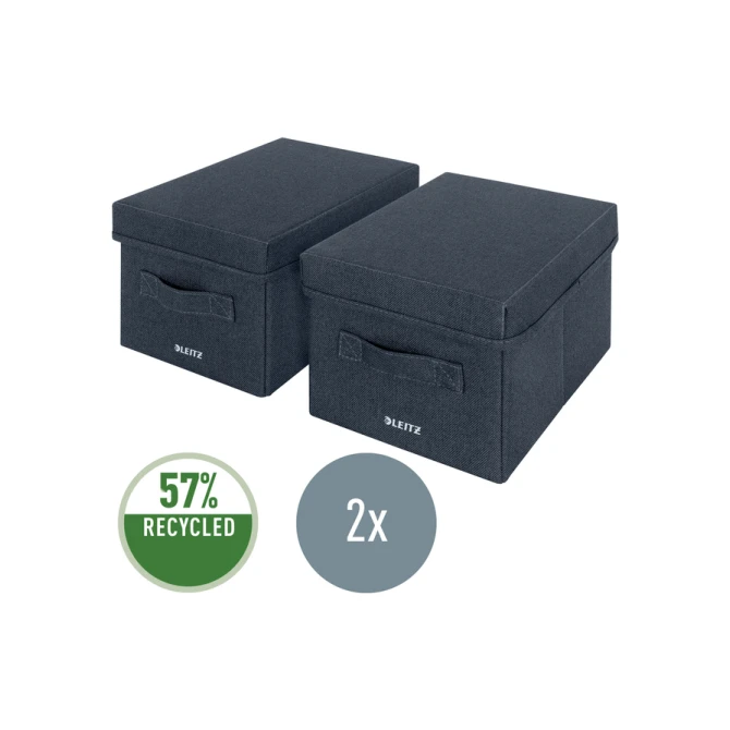 Opbergdoos Leitz gestoffeerd met deksel 190x160x285mm grijs 2 st